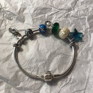 Soufeel sterling set, 2 stoppers, 7 charms, EUC